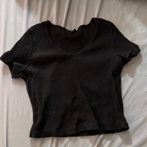 Black v-neck shirt